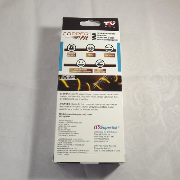 2 Compression Elbow Sleeves, Unisex, Black, Copper Fit - Picture 2 of 11